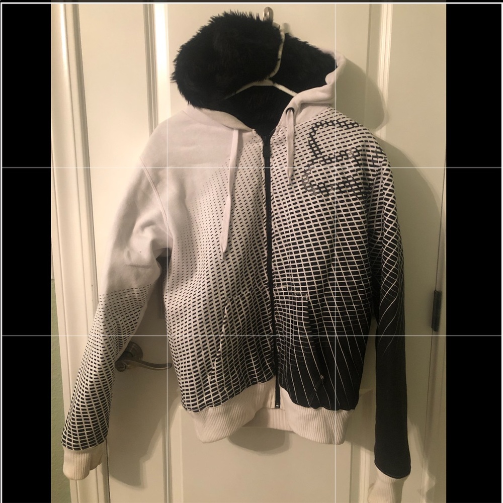 Fox Sasquatch Hoodie, Black and White (M)